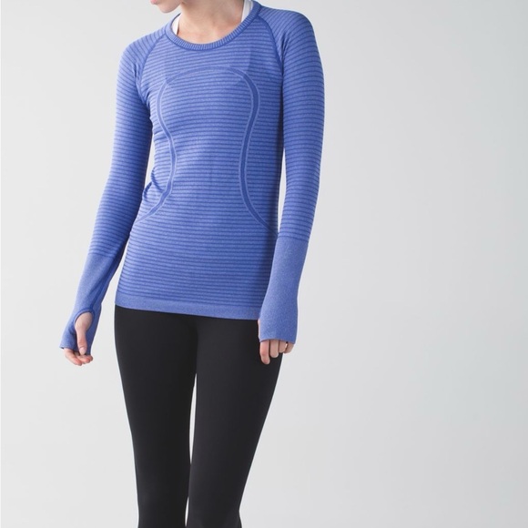 lululemon athletica Swiftly Tech Blue Long Sleeve Top Women Size 4 Blue Stretch - Picture 1 of 9